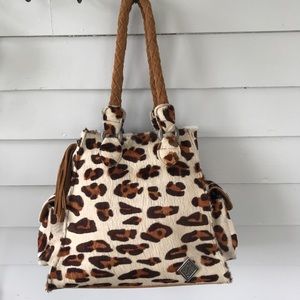 Traci Kennedy purse animal print hair-on-hide suede leather bag